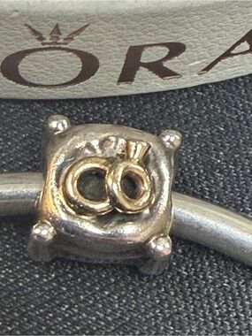 Authentic PANDORA SILVER 14K GOLD & DIAMOND WEDDING RINGS CHARM